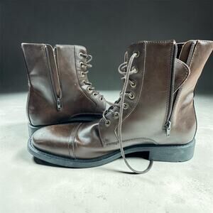 Unlisted by Kenneth Cole Brown Lace Up Zip Boots Mens 11 New